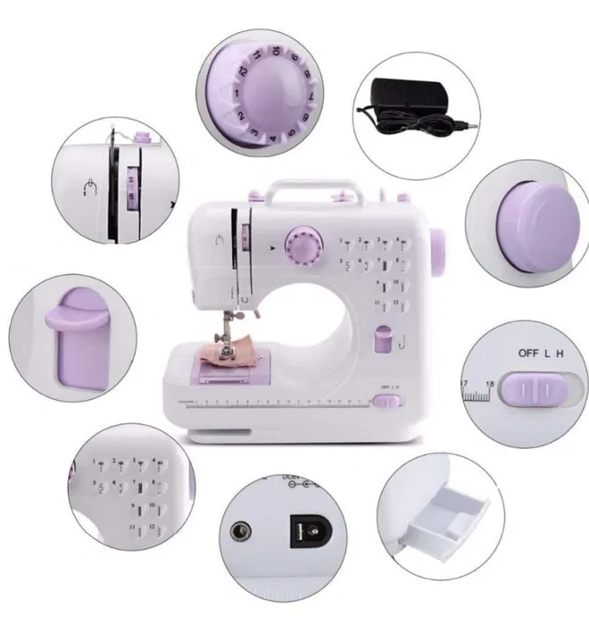 Masina de cusut multifunctionala cu accesorii portabila FHSM-505 alb N4