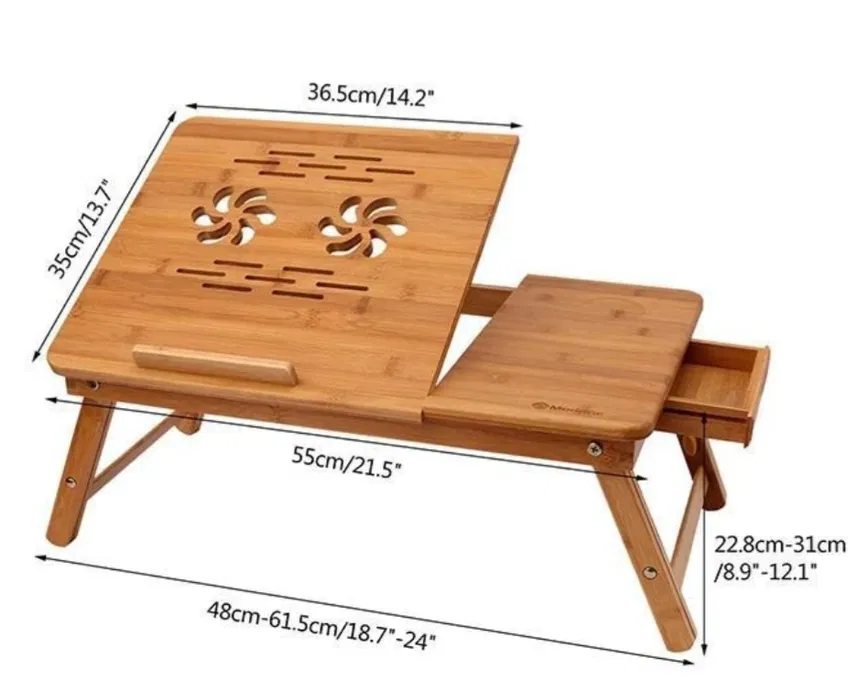 Masuta laptop pliabila lemn bambus pliabila ajustabila 2 coolere