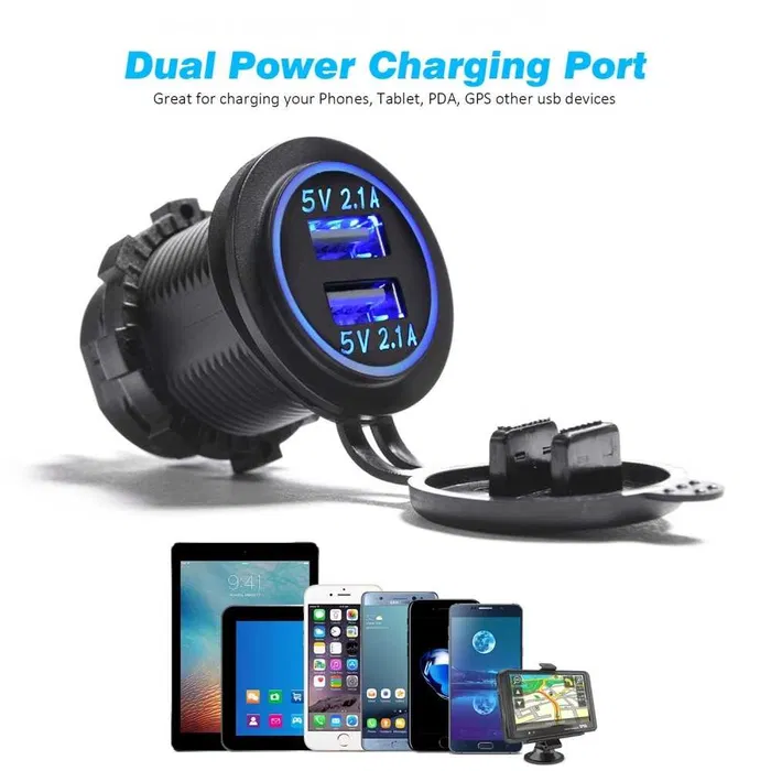 PRIZA bricheta AUTO cu USB mufa dubla 12V 24V incarcator 2x 2.1A