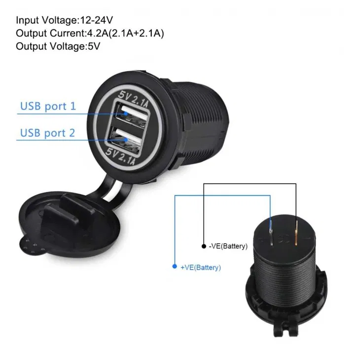 PRIZA bricheta AUTO cu USB mufa dubla 12V 24V incarcator 2x 2.1A7